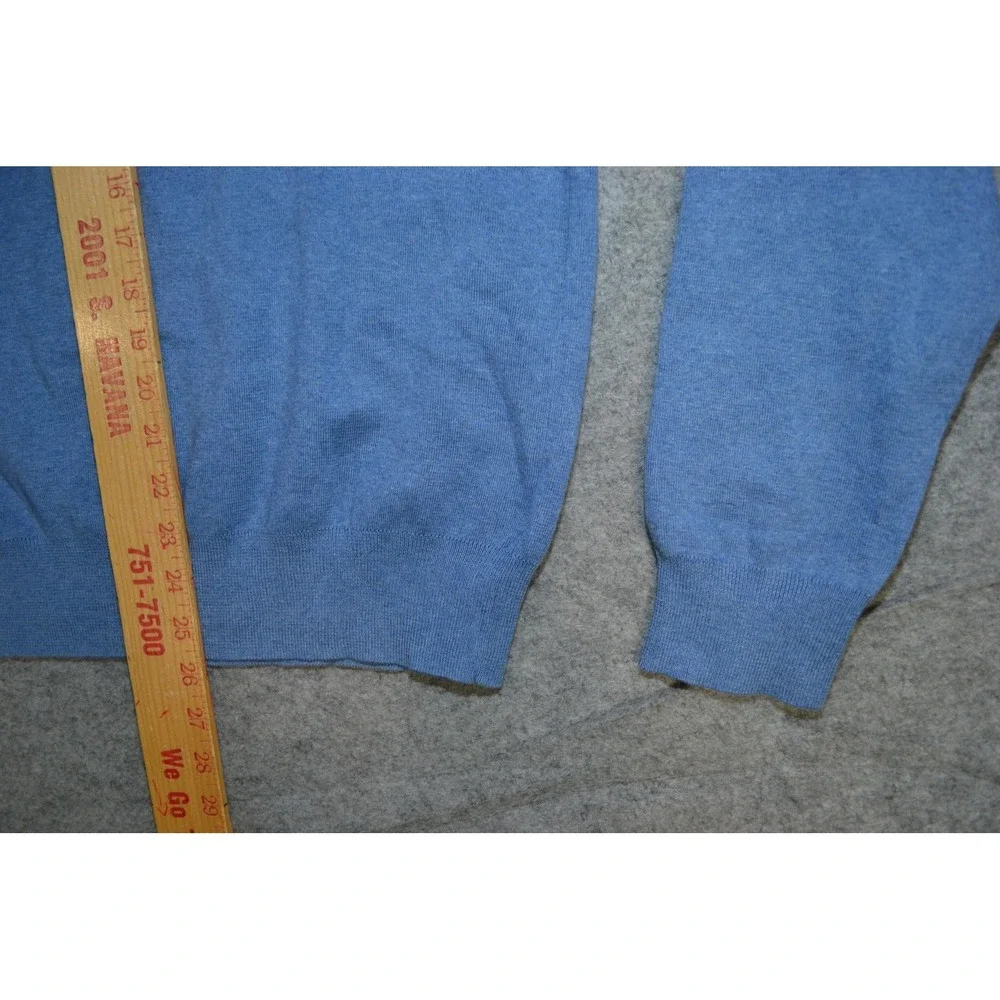 VTG Polo Ralph Lauren Sweater Mens L Blue‎ Pure Pima Cotton V Neck Knit Pullover